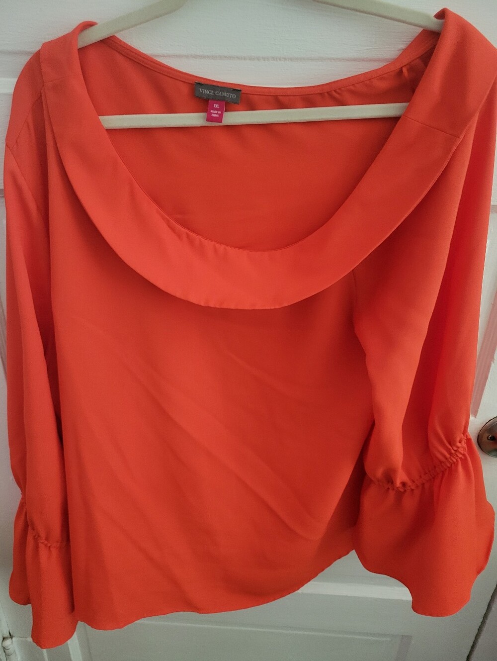 Vince Camuto Bright Orange Scoop Neck Blouse